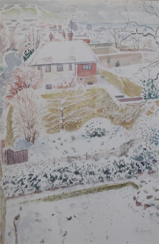 Guy Malet (1900-1973) Seaford in the snow 19.75 x 13.5in.